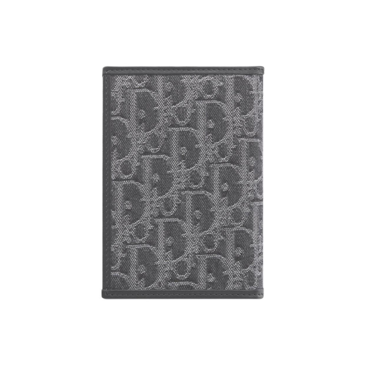 DIOR S2353 30 Montaigne Denim Passport Holder, Gray, Metal CD Logo