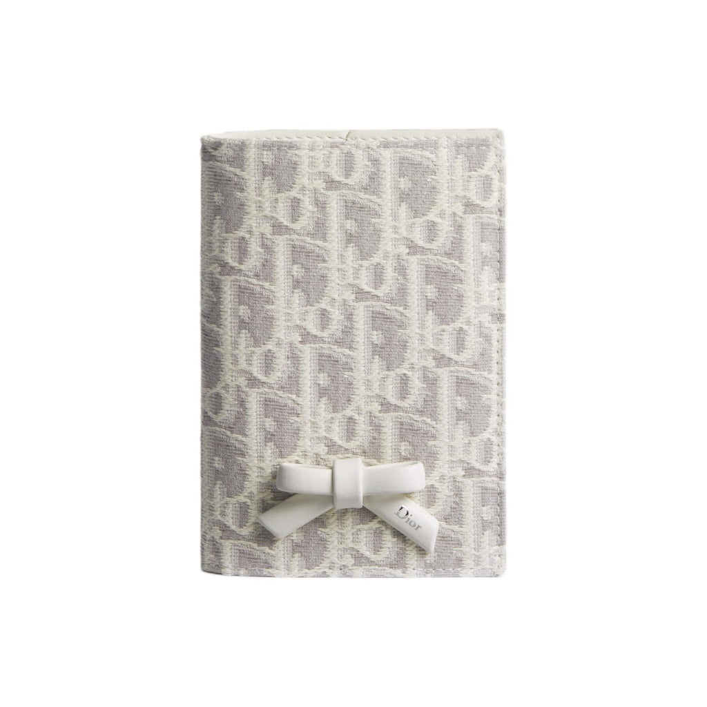 DIOR S2505 Oblique Promenade Qixi Cotton and Calfskin Passport Holder, Gray