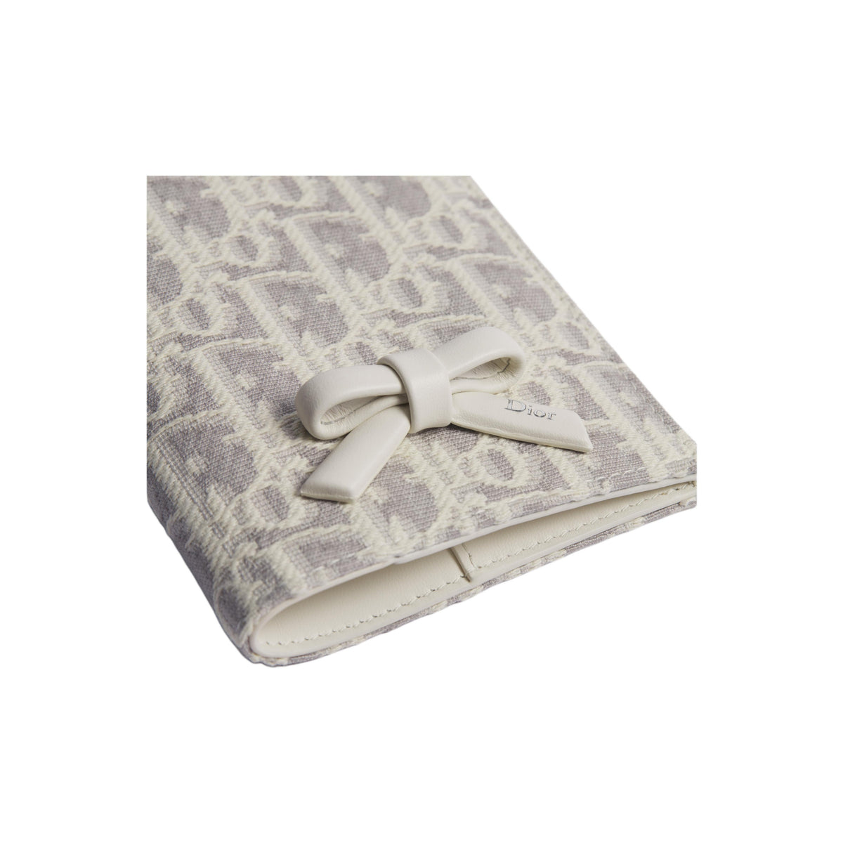 DIOR S2505 Oblique Promenade Qixi Cotton and Calfskin Passport Holder, Gray