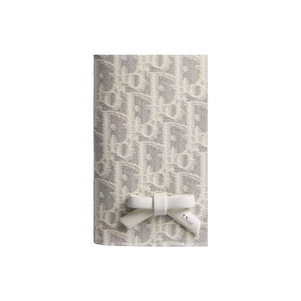 DIOR S2505 Oblique Promenade Qixi Cotton and Calfskin Passport Holder, Gray