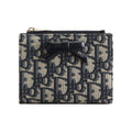 DIOR S2503 Oblique Cotton Wallet, Blue, Bow Detail