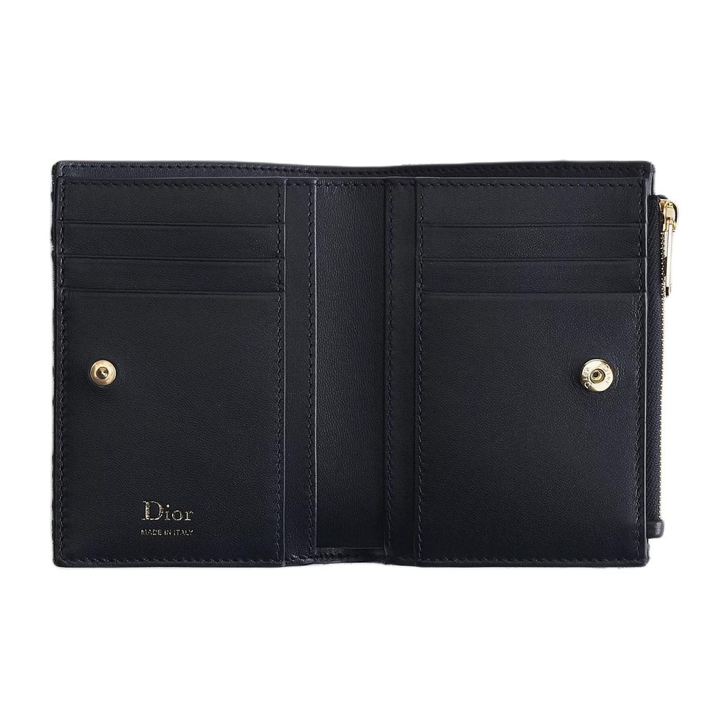 DIOR S2503 Oblique Cotton Wallet, Blue, Bow Detail