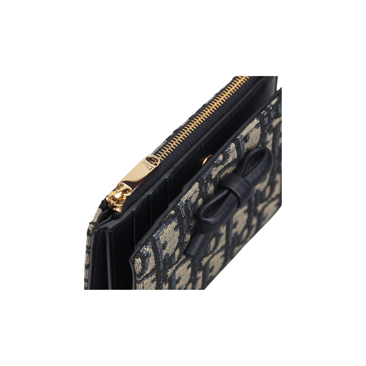 DIOR S2503 Oblique Cotton Wallet, Blue, Bow Detail