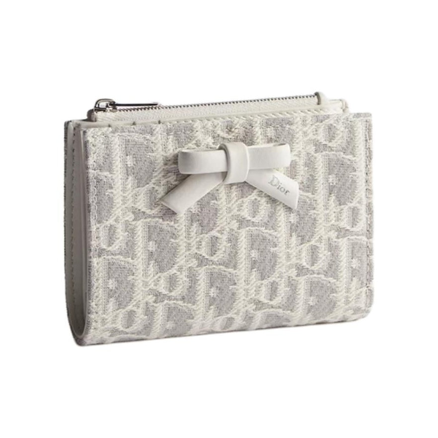 DIOR S2503 Dahlia Oblique Bow Cotton Jacquard Wallet