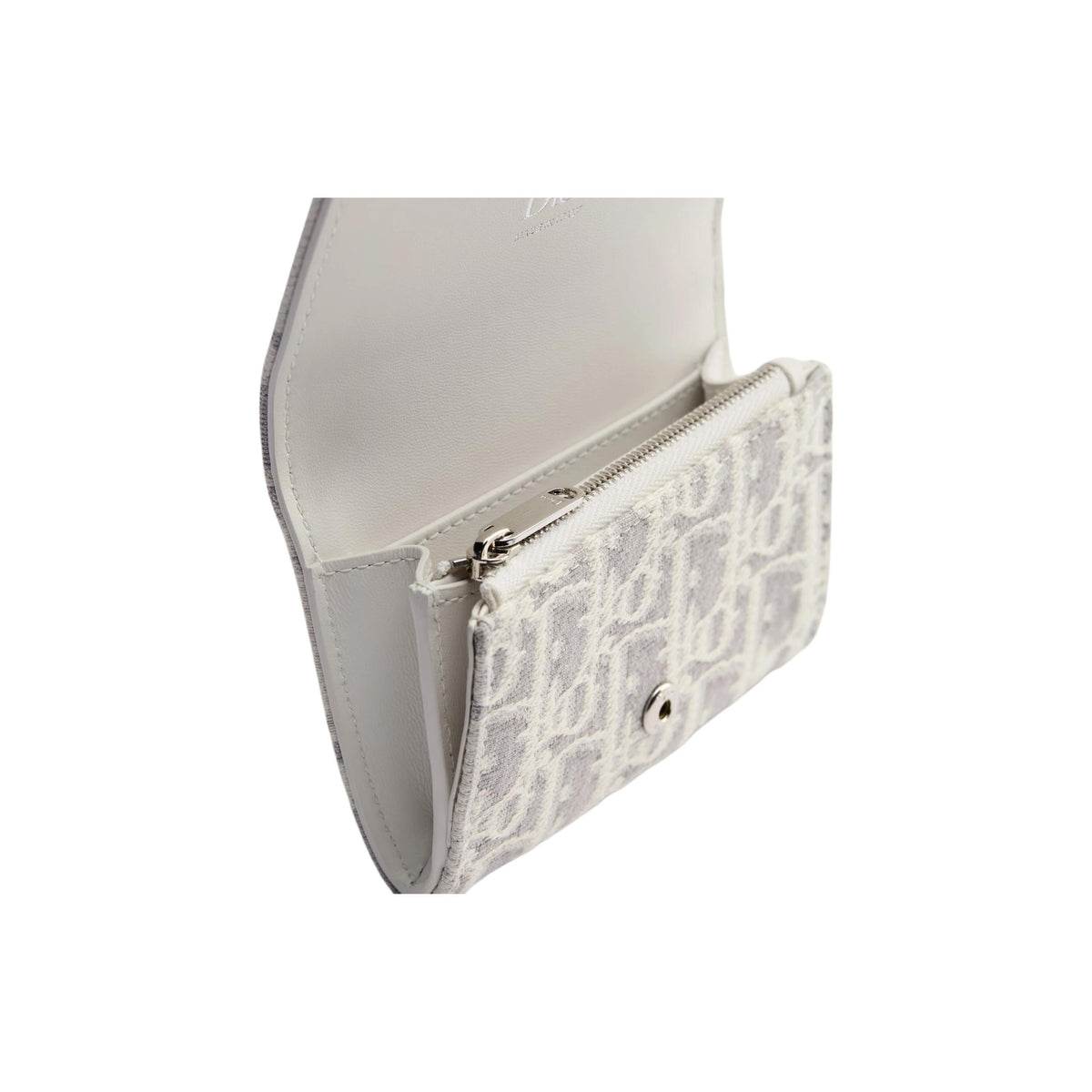DIOR S2508 Oblique Promenade Glycine Wallet, Cream and Gray