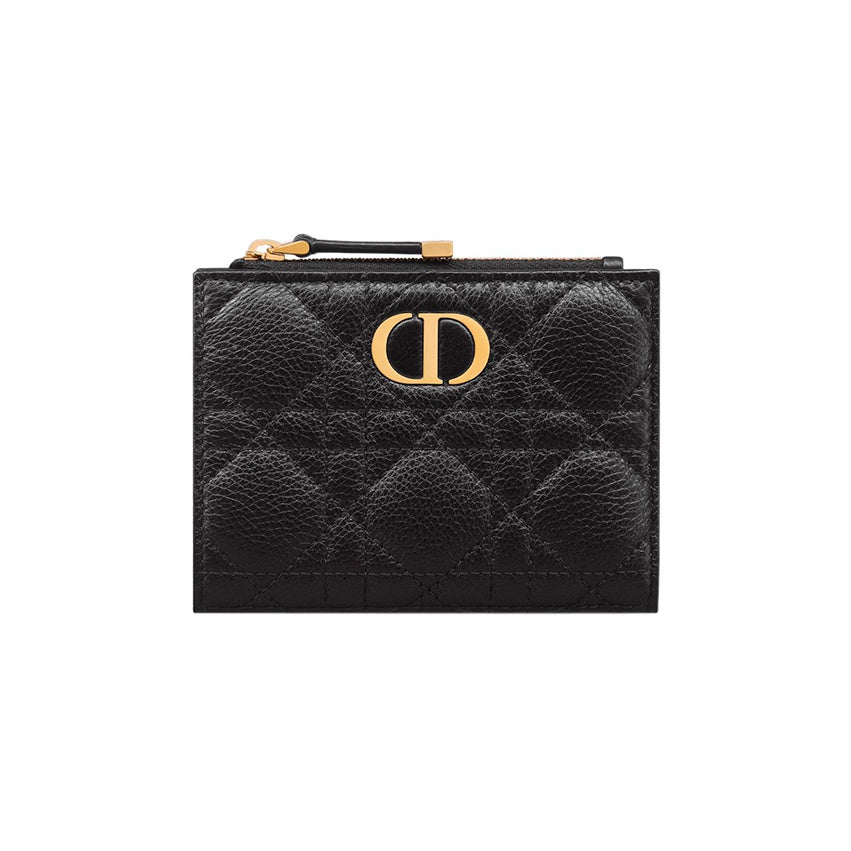 DIOR S5173 Caro Cannage Calfskin Wallet, Black