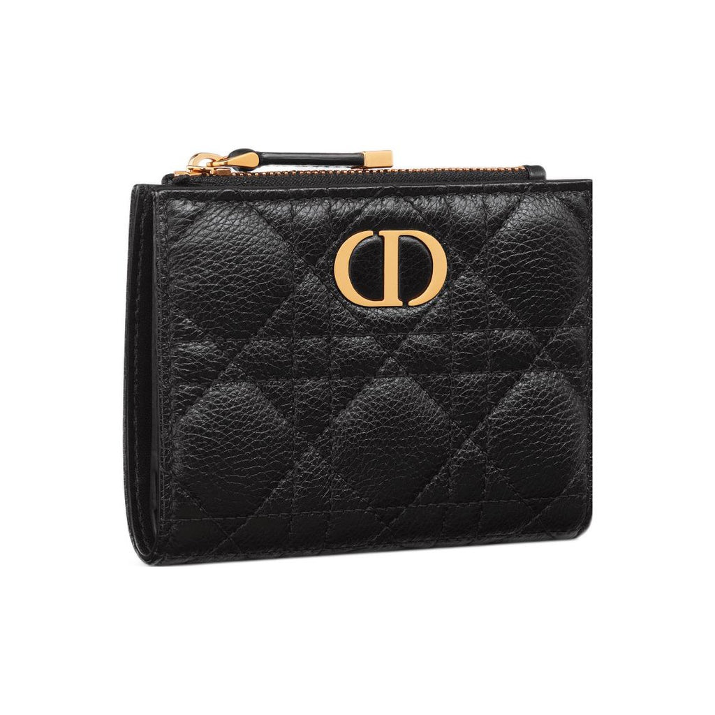 DIOR S5173 Caro Cannage Calfskin Wallet, Black