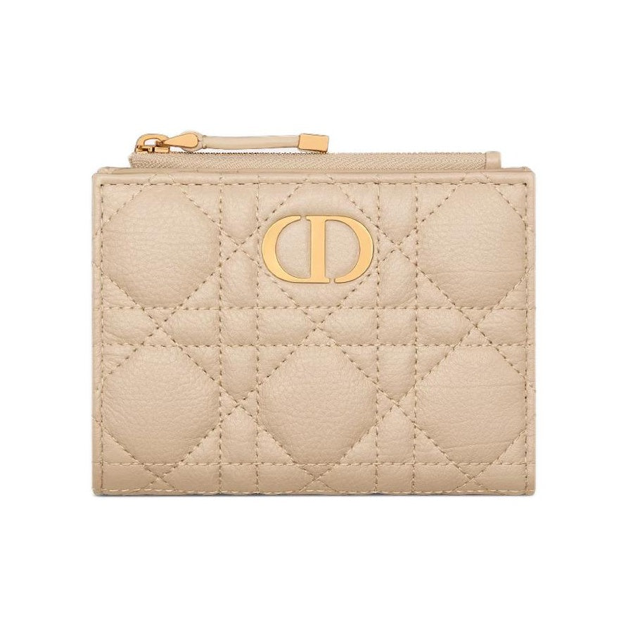DIOR S5173 Caro Cannage Cowhide Wallet, Pink Beige