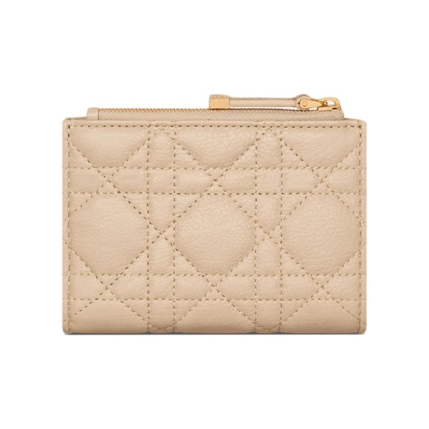 DIOR S5173 Caro Cannage Cowhide Wallet, Pink Beige