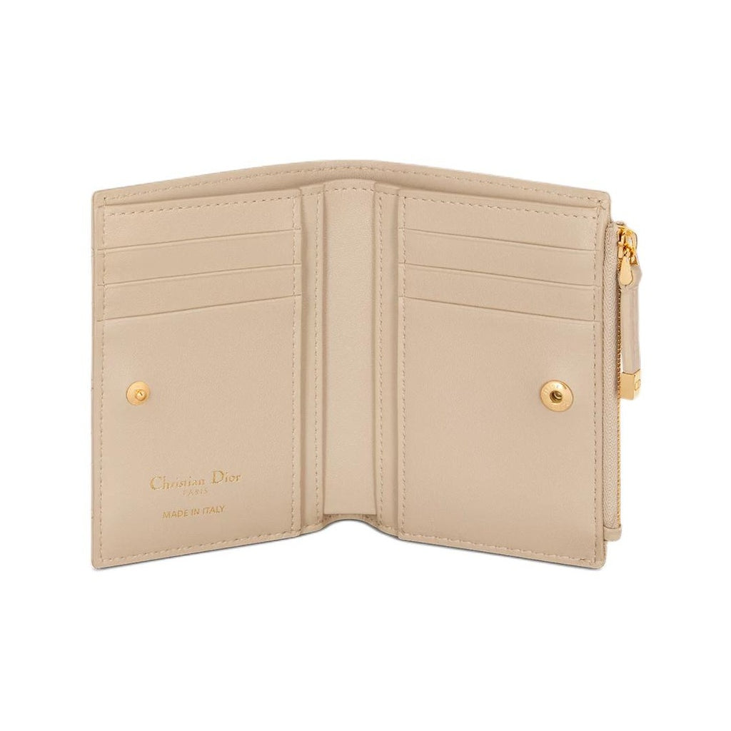 DIOR S5173 Caro Cannage Cowhide Wallet, Pink Beige