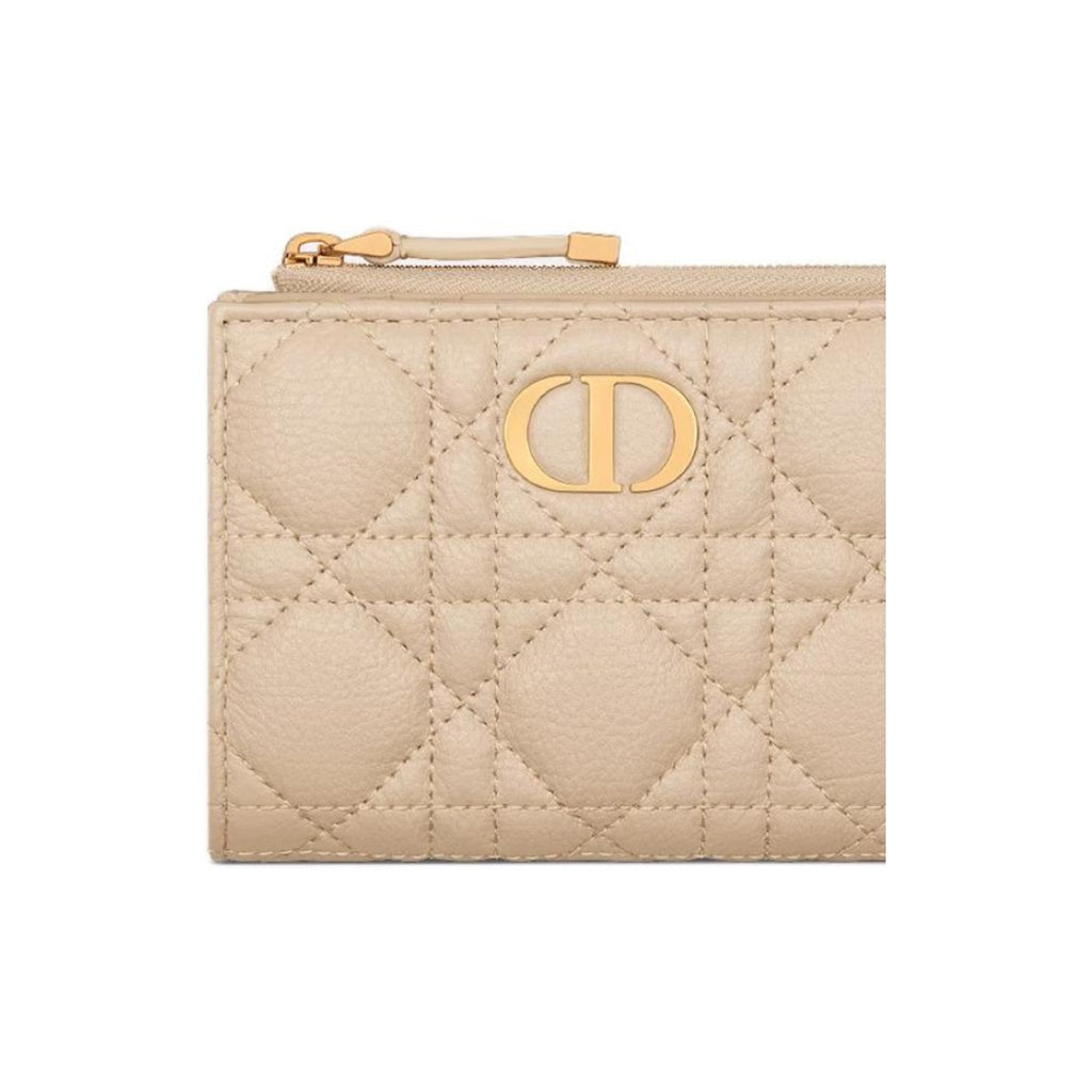 DIOR S5173 Caro Cannage Cowhide Wallet, Pink Beige