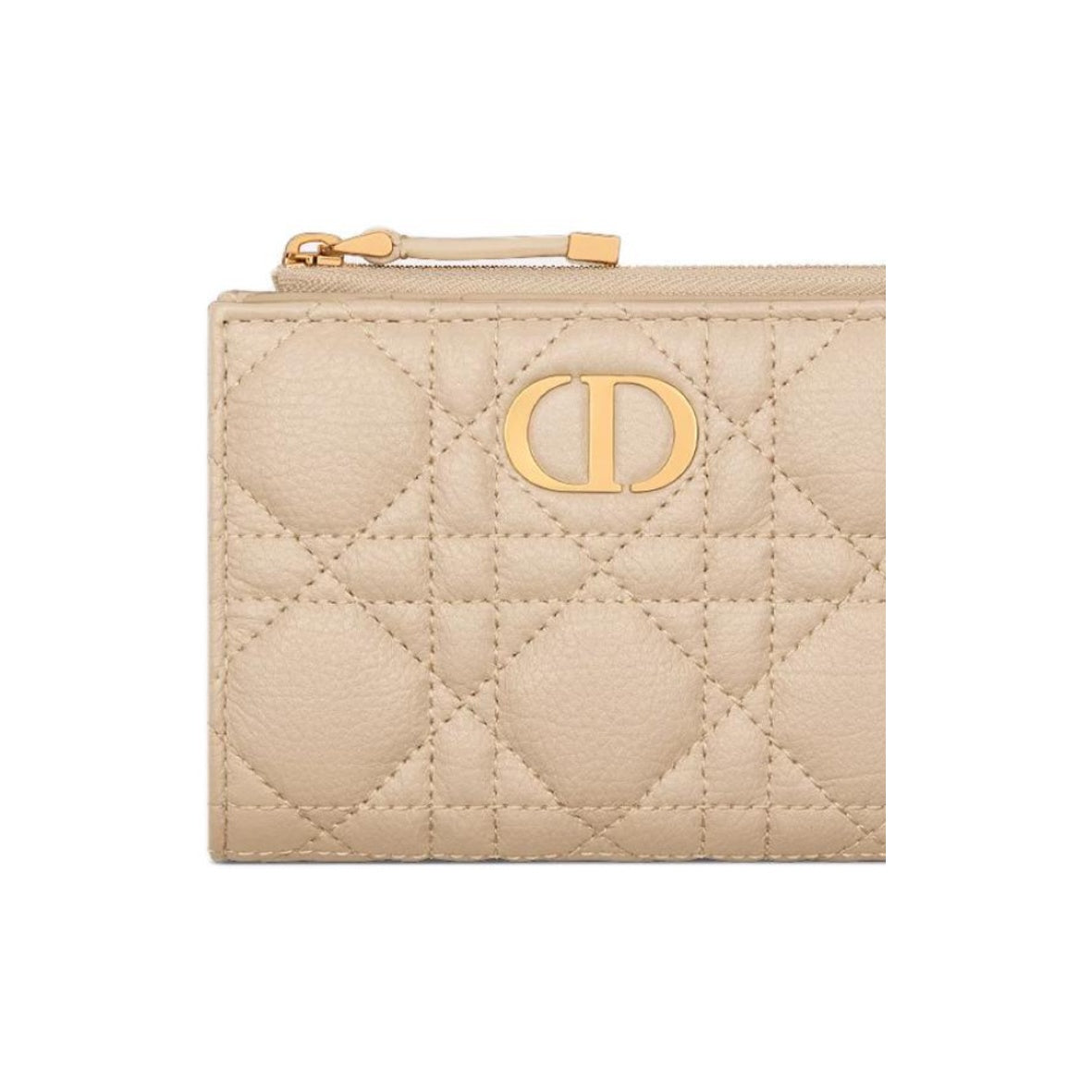 DIOR S5173 Caro Cannage Cowhide Wallet, Pink Beige