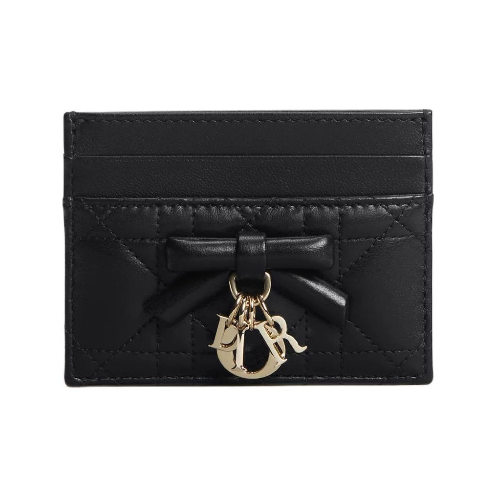 DIOR S2604 Lady Dior Freesia Cannage Sheepskin Card Holder, Black