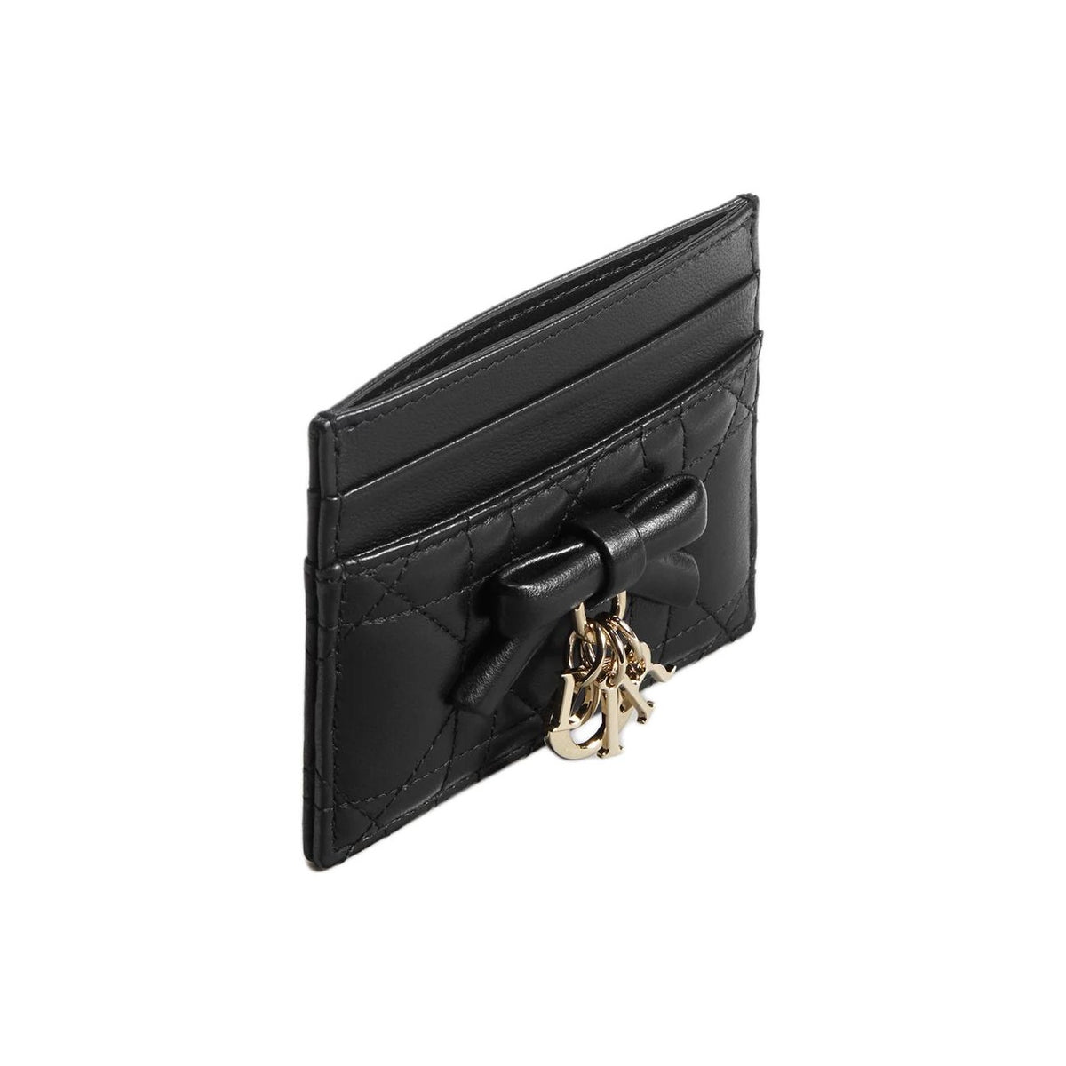 DIOR S2604 Lady Dior Freesia Cannage Sheepskin Card Holder, Black