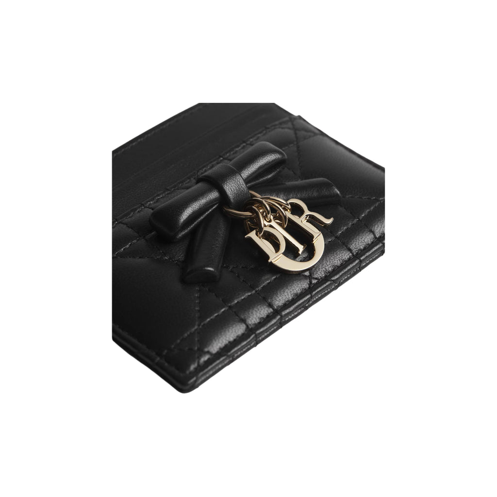 DIOR S2604 Lady Dior Freesia Cannage Sheepskin Card Holder, Black