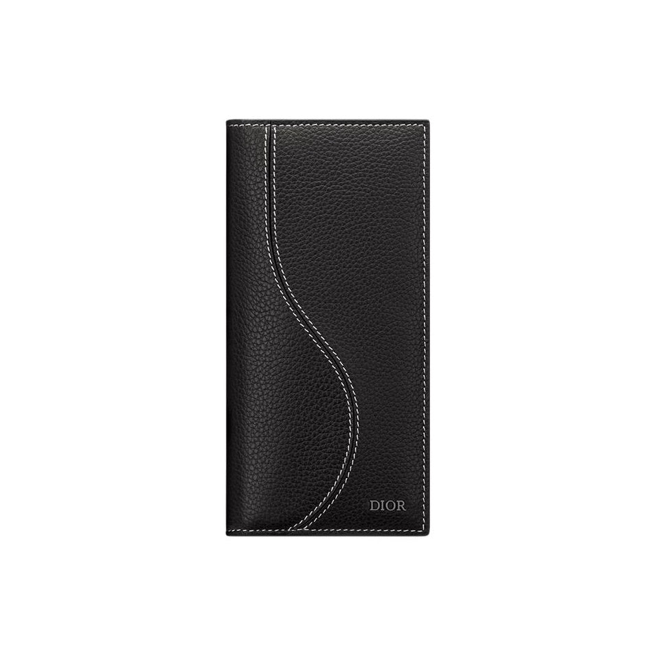 DIOR 2ADBC330YKS Men's Grained Cowhide Leather Wallet, Black