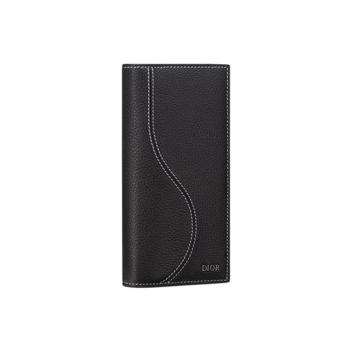 DIOR 2ADBC330YKS Men's Grained Cowhide Leather Wallet, Black