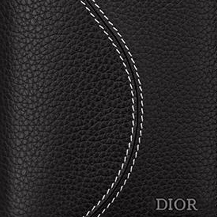 DIOR 2ADBC330YKS Men's Grained Cowhide Leather Wallet, Black