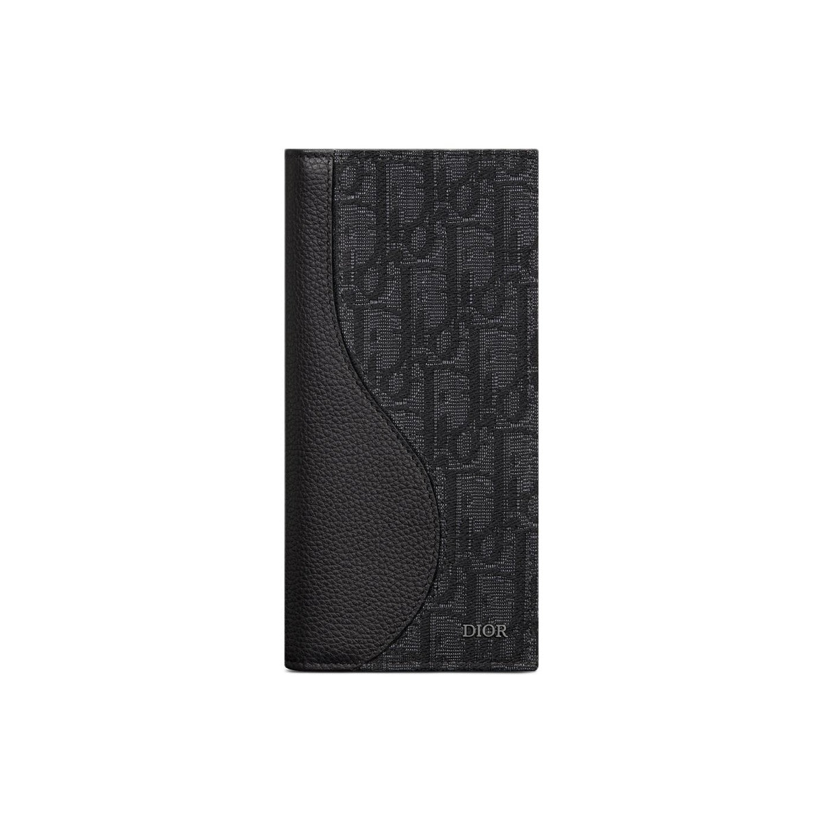 DIOR 2ADBC330YKS Unisex Cotton and Cowhide Bifold Wallet, Black
