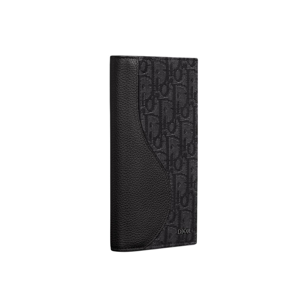 DIOR 2ADBC330YKS Unisex Cotton and Cowhide Bifold Wallet, Black