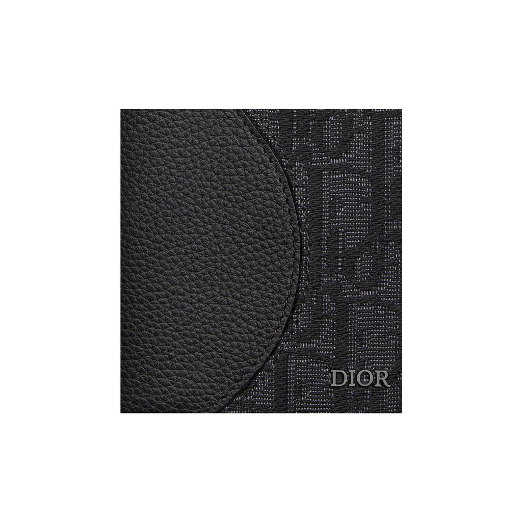 DIOR 2ADBC330YKS Unisex Cotton and Cowhide Bifold Wallet, Black