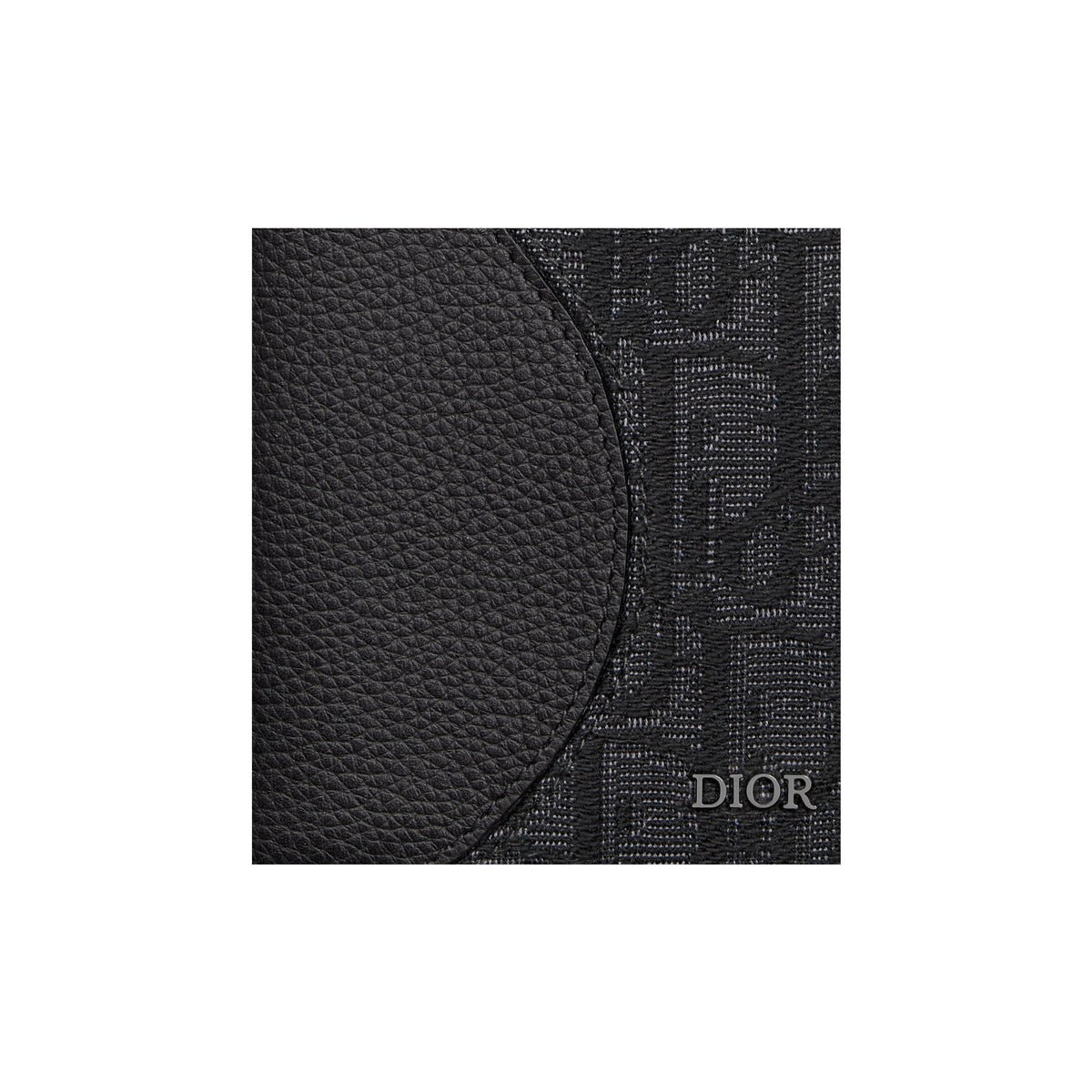 DIOR 2ADBC330YKS Unisex Cotton and Cowhide Bifold Wallet, Black