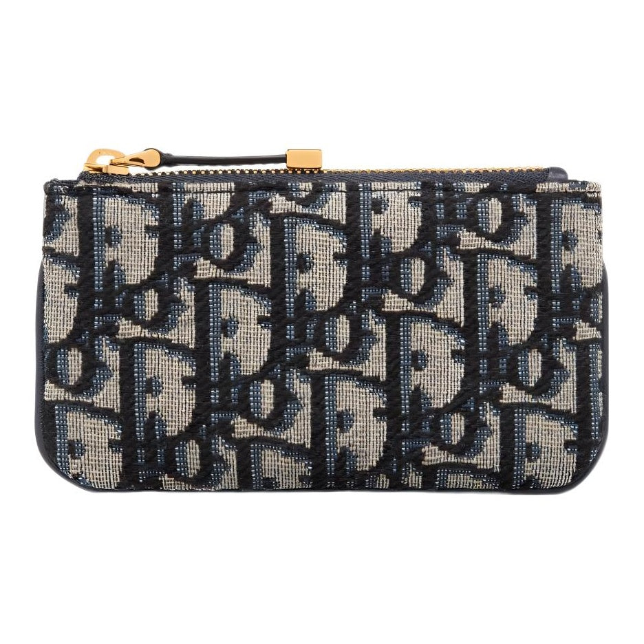 DIOR Travel Oblique Jacquard Zip Key Pouch in Blue - S2177