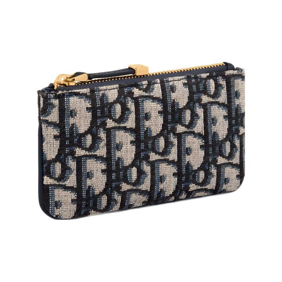 DIOR Travel Oblique Jacquard Zip Key Pouch in Blue - S2177