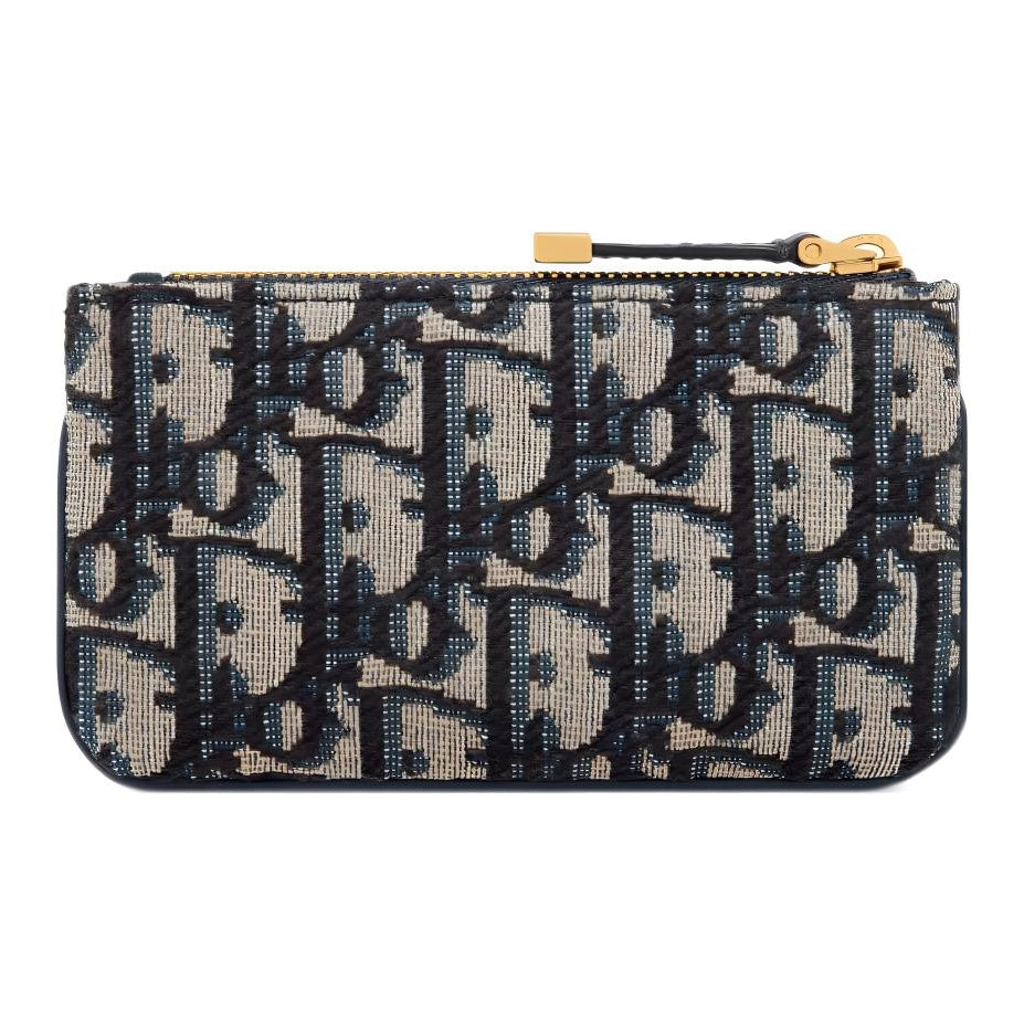 DIOR Travel Oblique Jacquard Zip Key Pouch in Blue - S2177