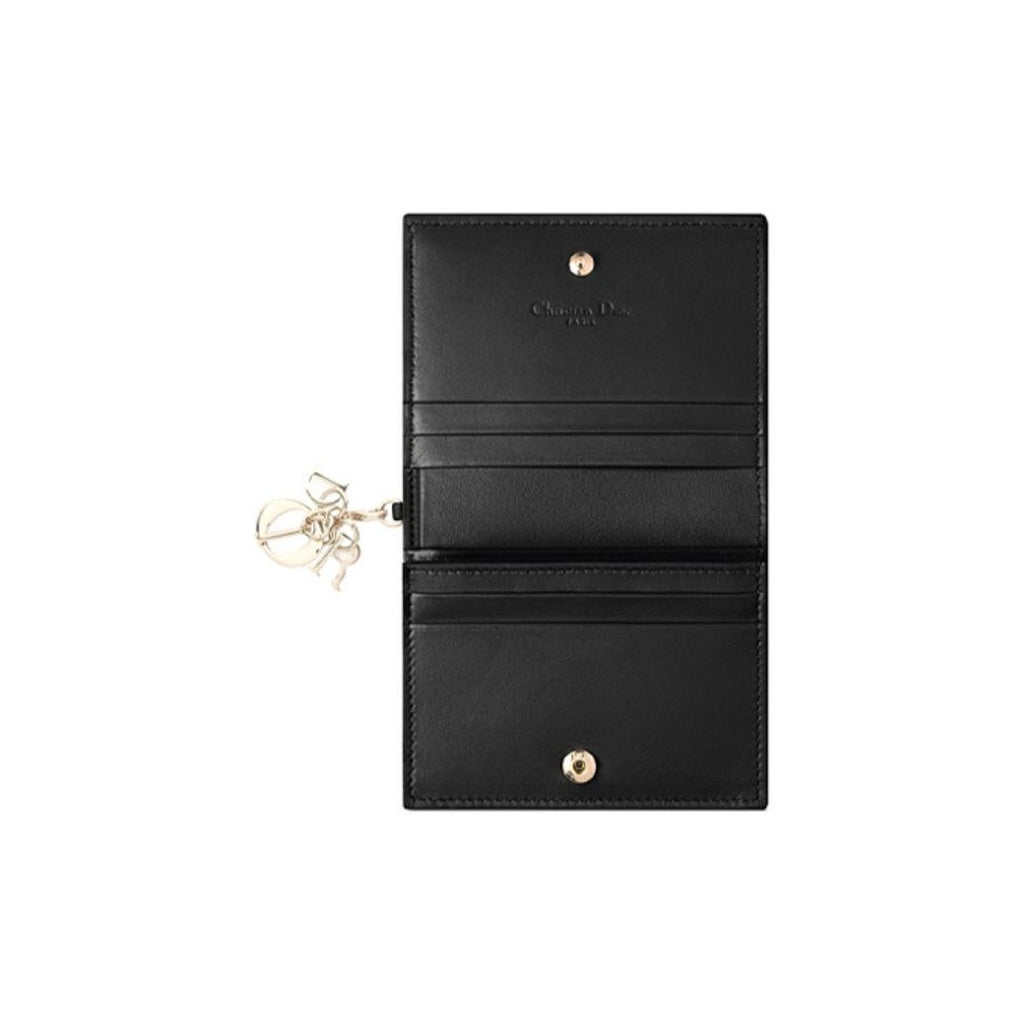DIOR Lady Dior Mini Sheepskin Flap Wallet in Black - S0178