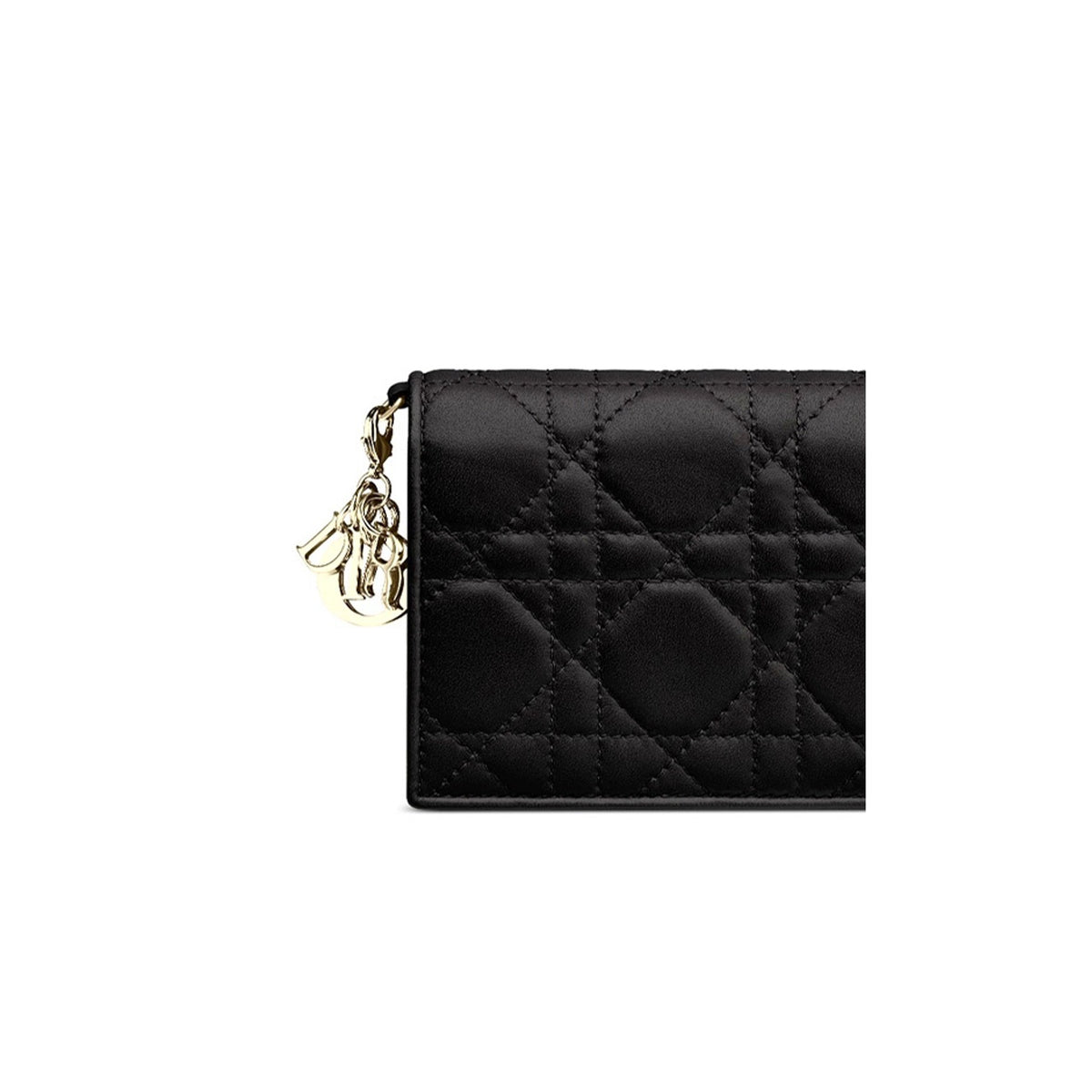 DIOR Lady Dior Mini Sheepskin Flap Wallet in Black - S0178