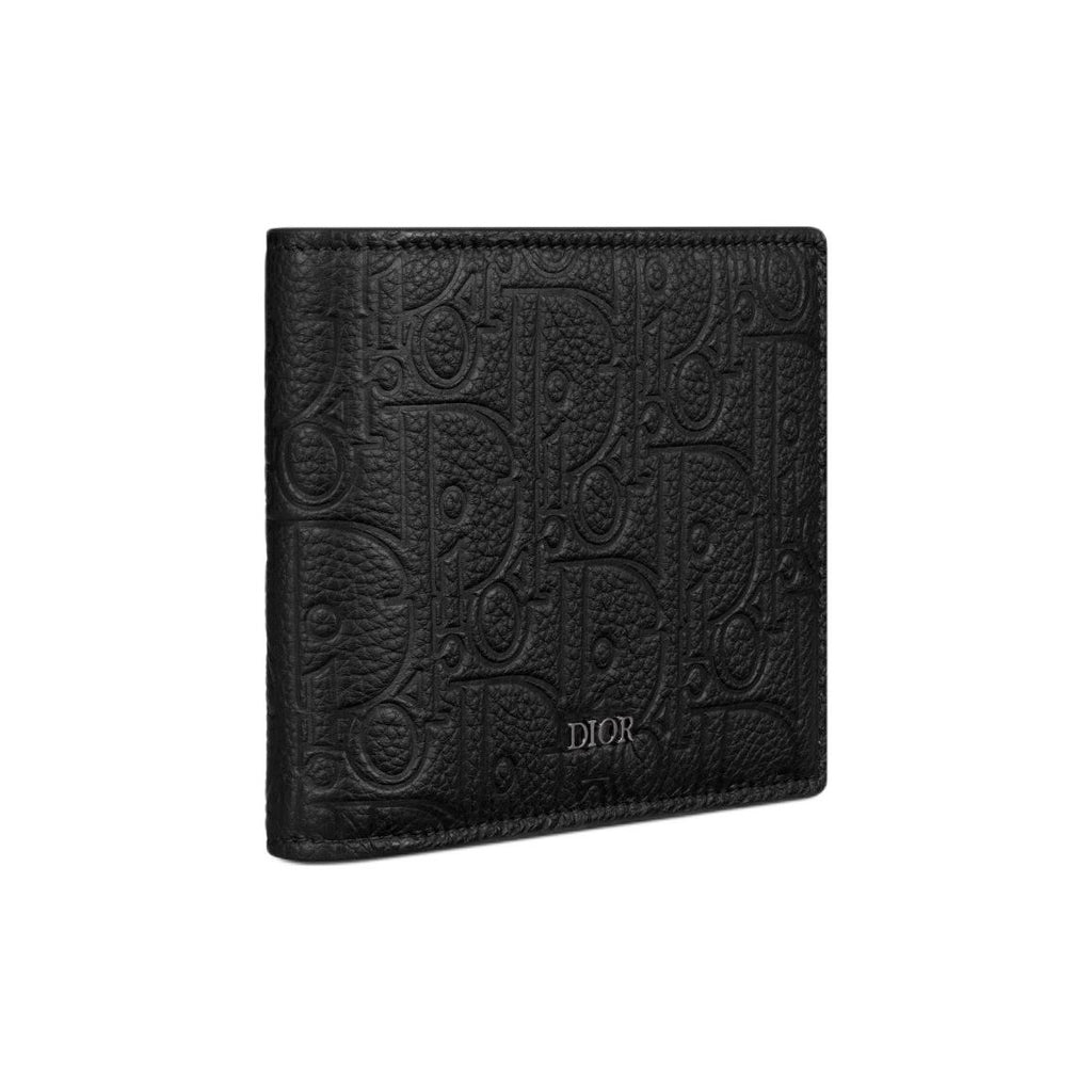 DIOR Gravity Logo Print Smooth Leather Bifold Wallet in Black - H072