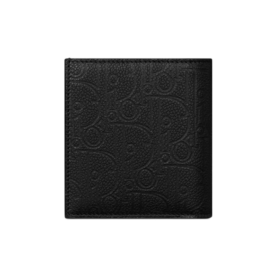 DIOR Gravity Logo Print Smooth Leather Bifold Wallet in Black - H072