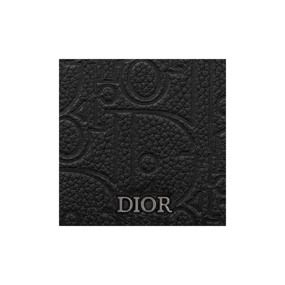 DIOR Gravity Logo Print Smooth Leather Bifold Wallet in Black - H072