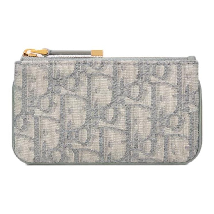 DIOR Travel Signature Print Cotton Key Pouch in Gray - S2177