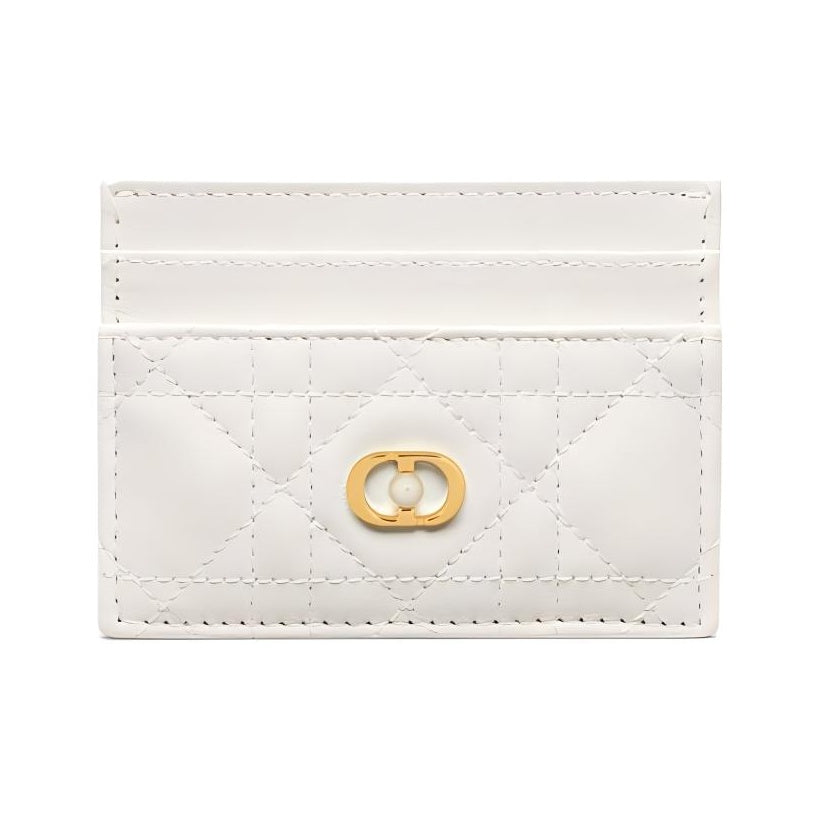 DIOR Jolie Cannage Sheepskin Card Holder in White - S3103