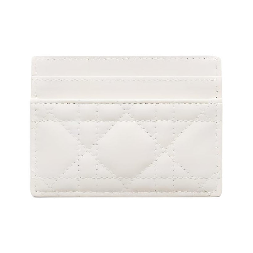 DIOR Jolie Cannage Sheepskin Card Holder in White - S3103