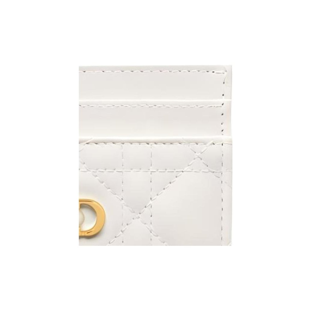 DIOR Jolie Cannage Sheepskin Card Holder in White - S3103