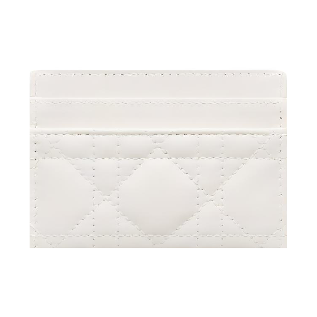 DIOR Jolie Cannage Sheepskin Card Holder in White - S3103