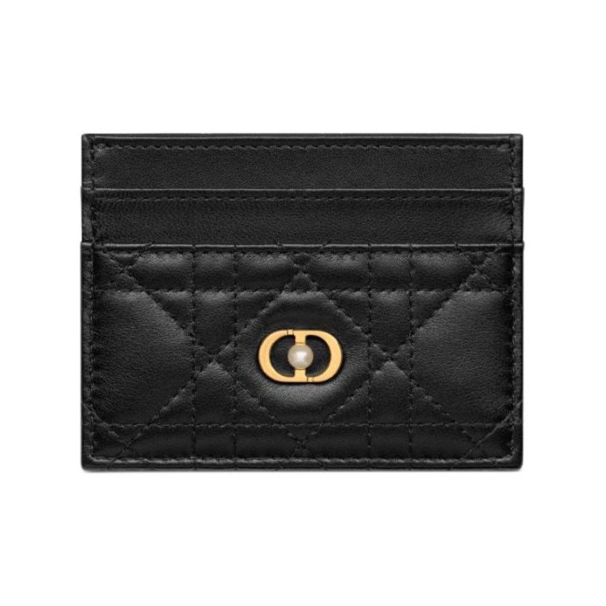 DIOR Jolie Sheepskin Card Holder with CD Logo in Black - S3103