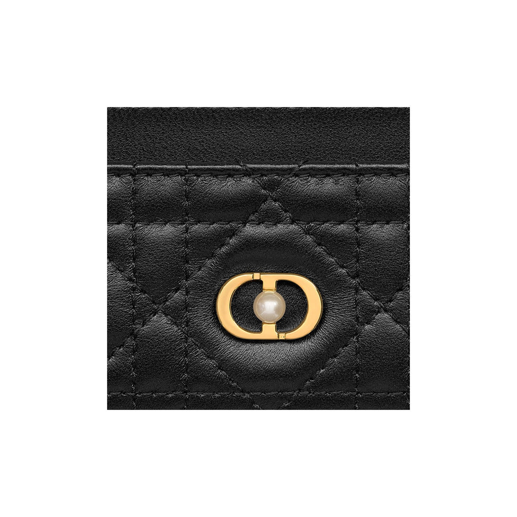 DIOR Jolie Sheepskin Card Holder with CD Logo in Black - S3103
