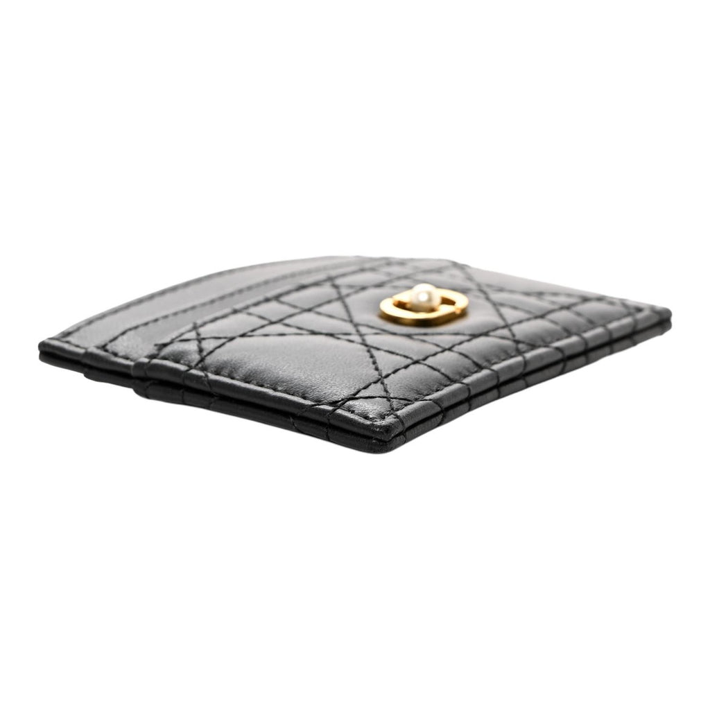 DIOR Jolie Sheepskin Card Holder with CD Logo in Black - S3103