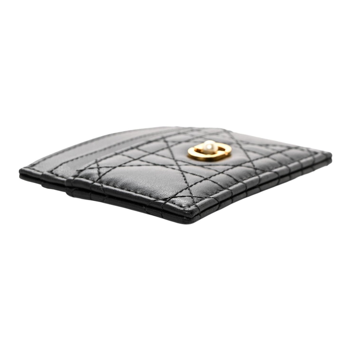 DIOR Jolie Sheepskin Card Holder with CD Logo in Black - S3103