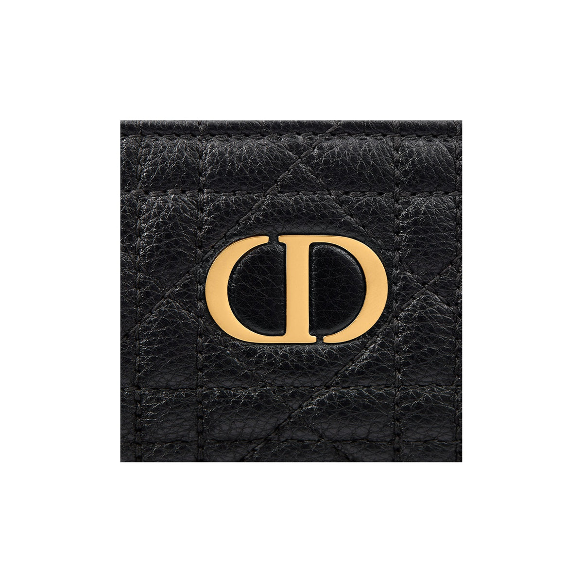 DIOR Caro Cannage Quilted Calfskin Zip Key Pouch in Black - S5158