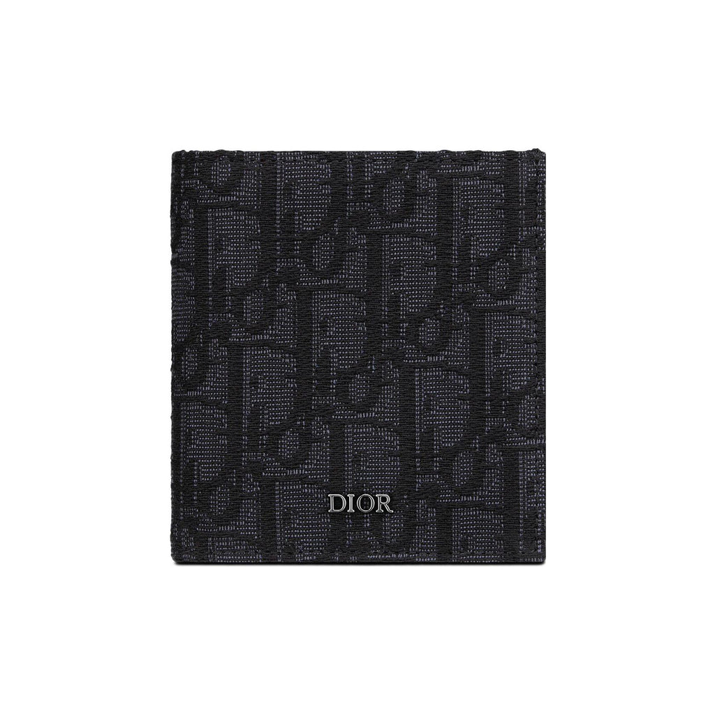 DIOR Oblique Jacquard Vertical Bifold Wallet in Black - H072