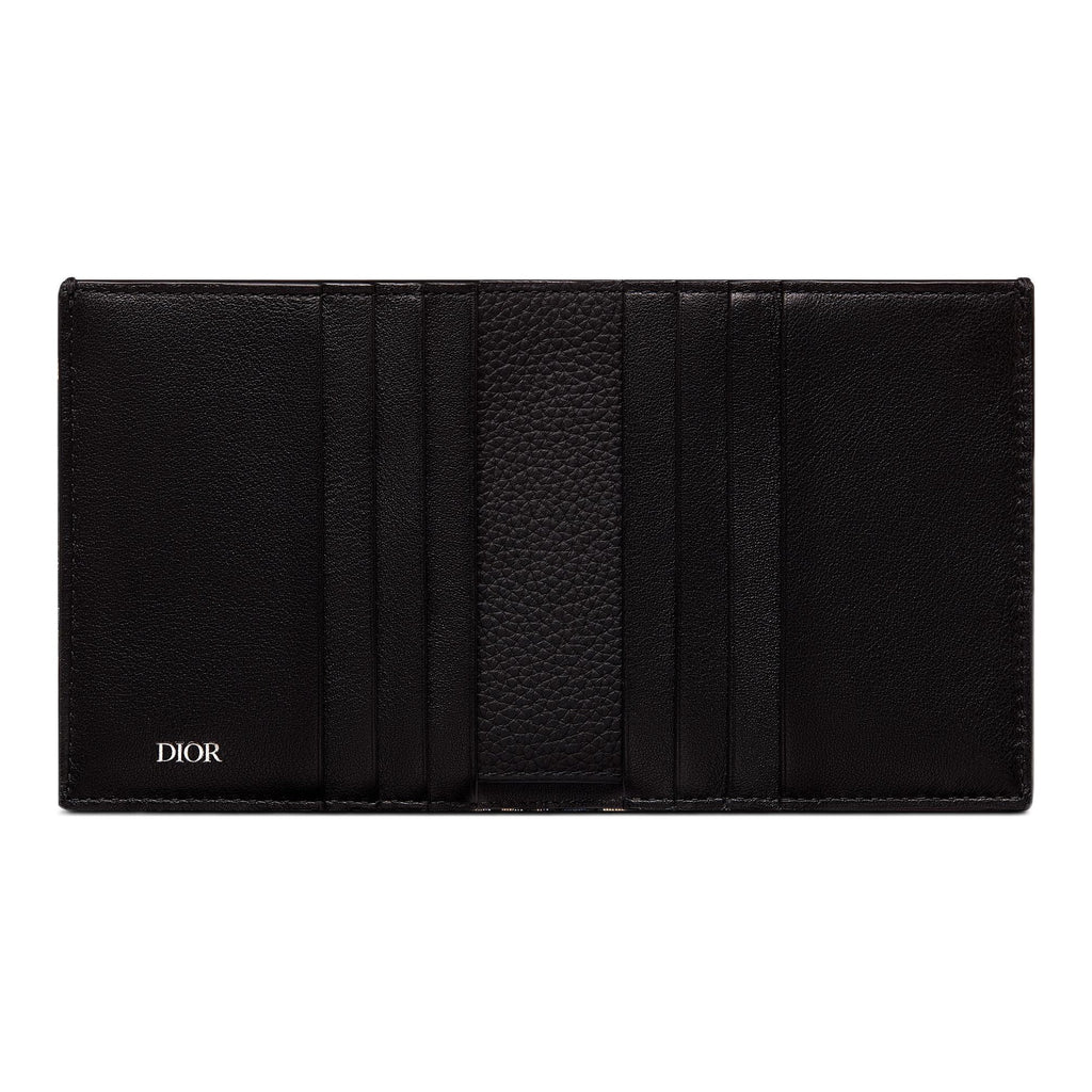 DIOR Oblique Jacquard Vertical Wallet in Beige and Black - H072