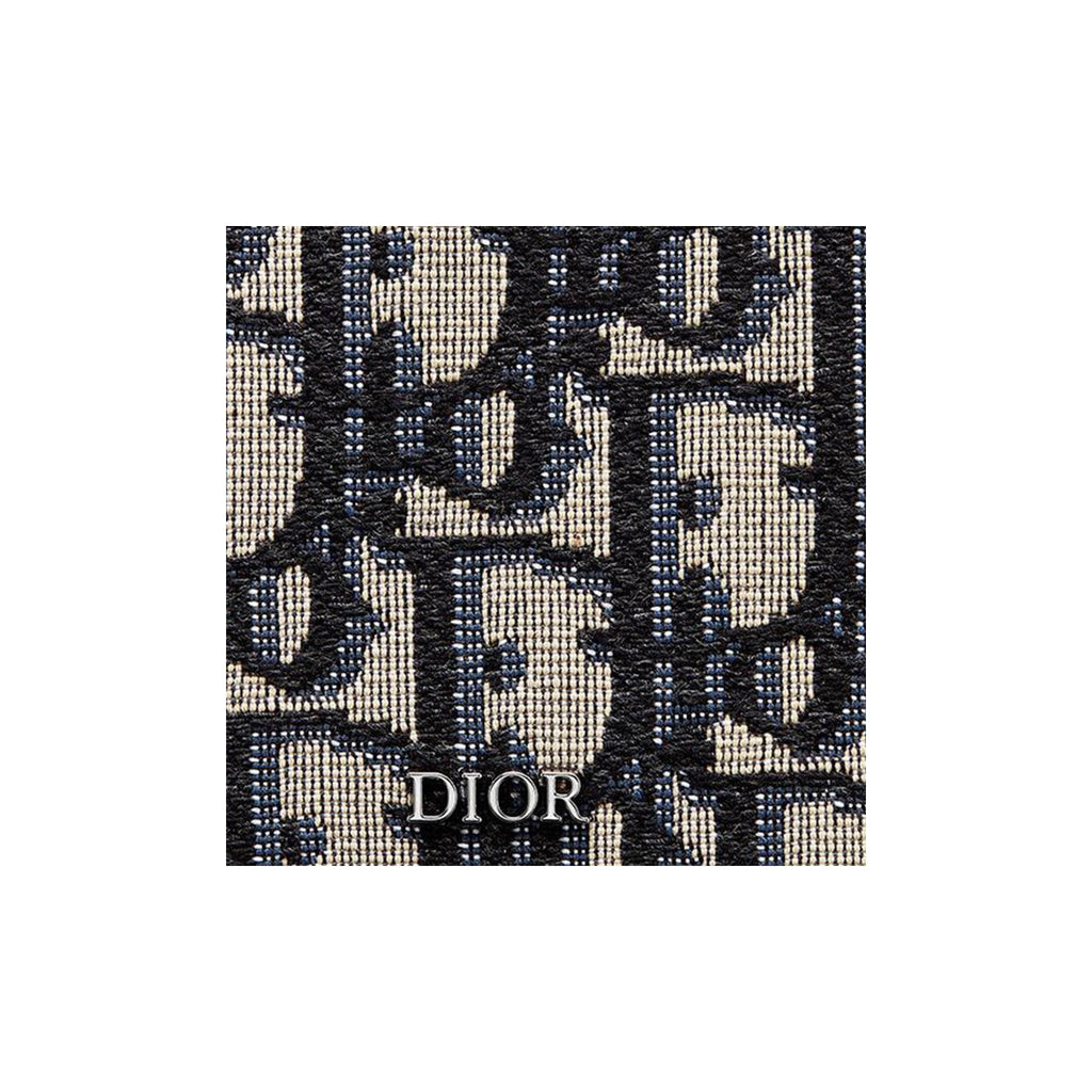 DIOR Oblique Jacquard Vertical Wallet in Beige and Black - H072