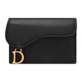 DIOR Saddle Sheepskin Flap Card Holder in Black - S5611