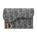 DIOR Saddle Bloom Cotton and Calfskin Card Holder in Gray - S5611