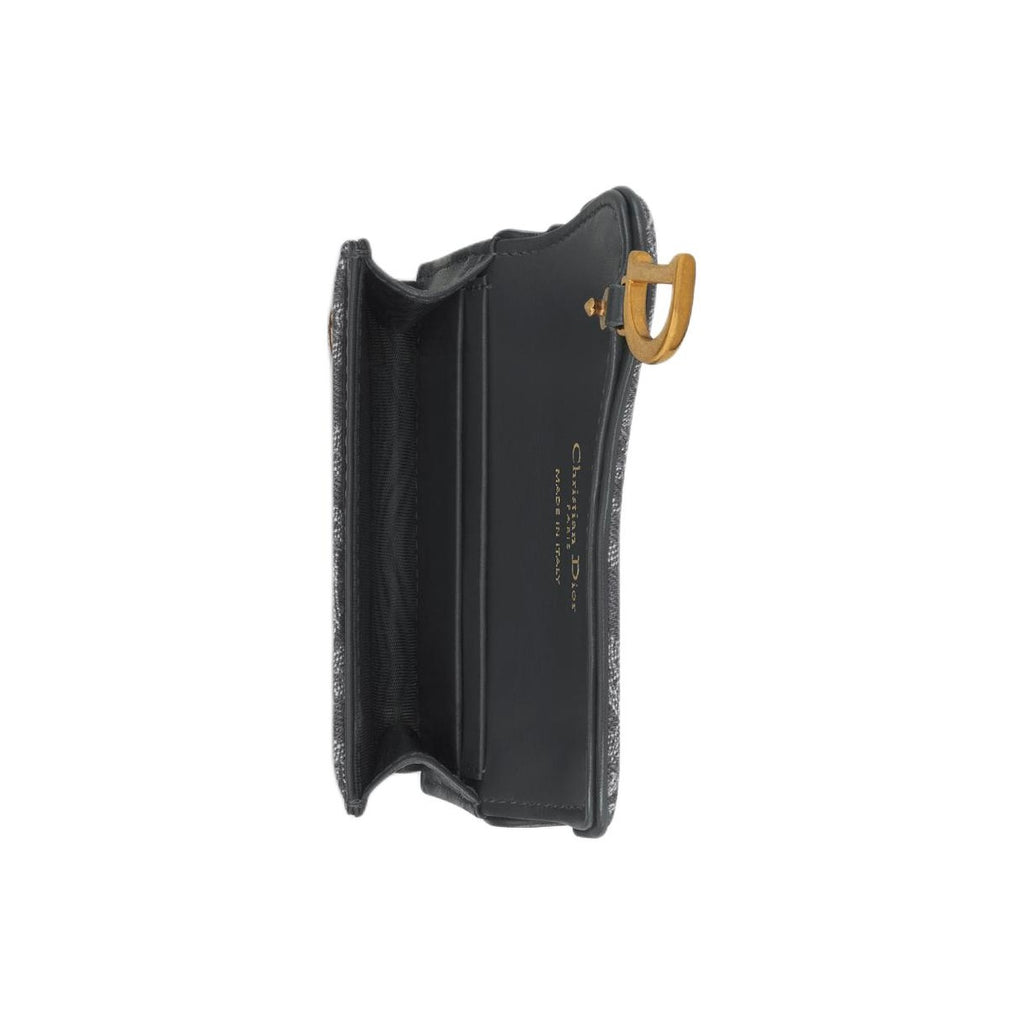 DIOR Saddle Bloom Cotton and Calfskin Card Holder in Gray - S5611